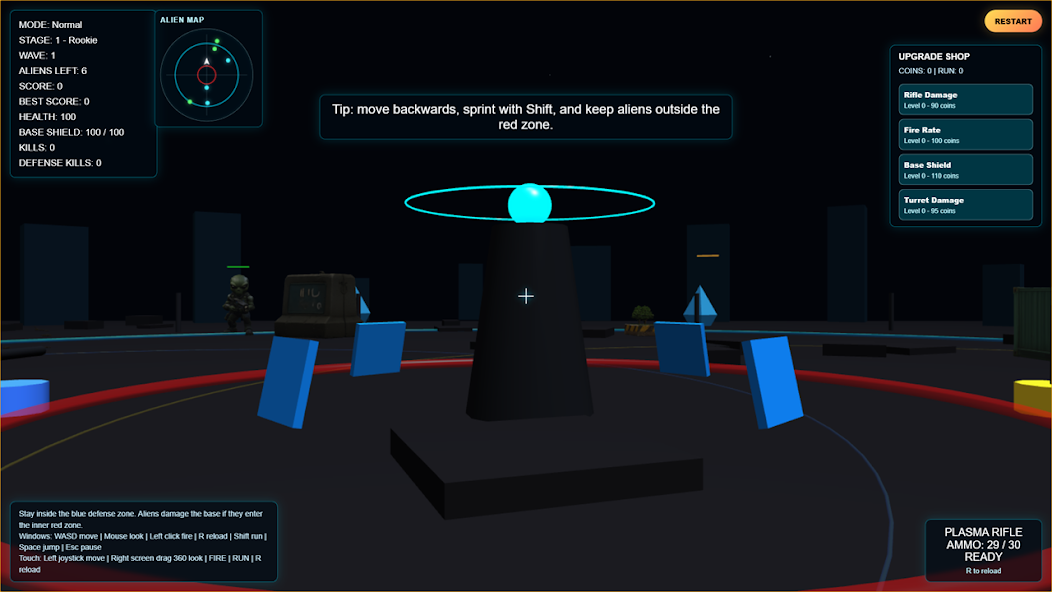 Alien Base Defense combat gameplay